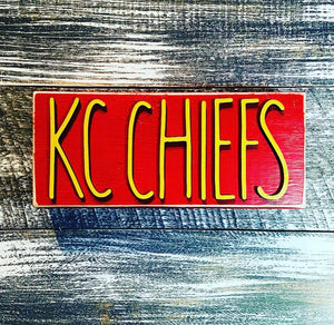 KC Chiefs Block Wood Sign