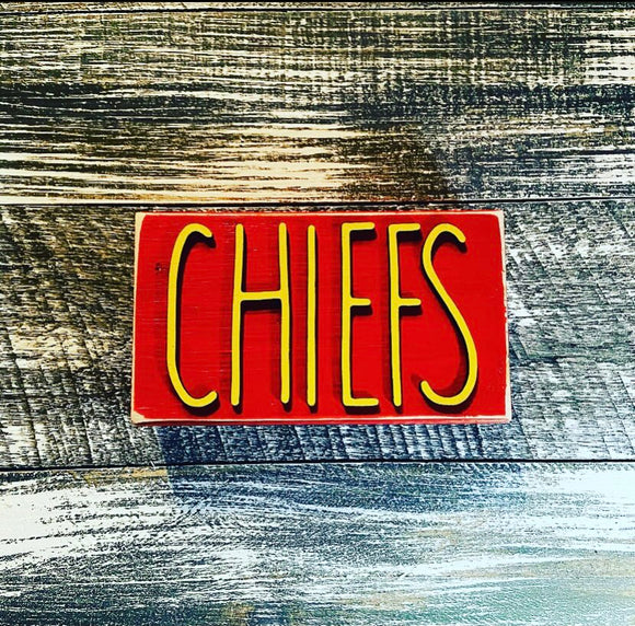 Chiefs Block Wood Sign