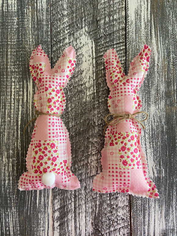 Pink Bunny Floral Plaid