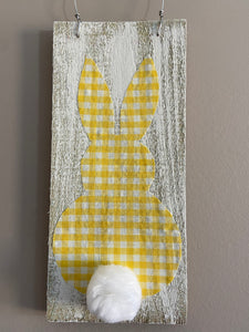 Yellow Check Bunny Sign